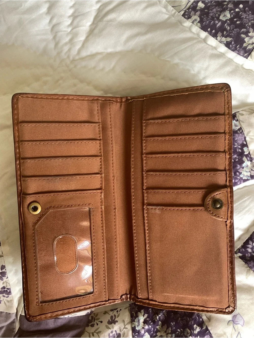 Brown Leather University of FL Patchwork Women's Wallet with Team Logos